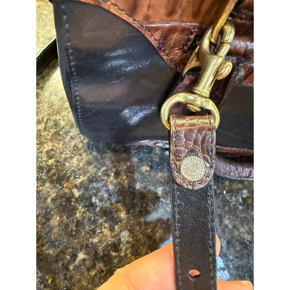 Vintage Brahmin Black Tuscan Crandall Doctors Bag Croc Embossed Handbag EUC - Picture 12 of 12